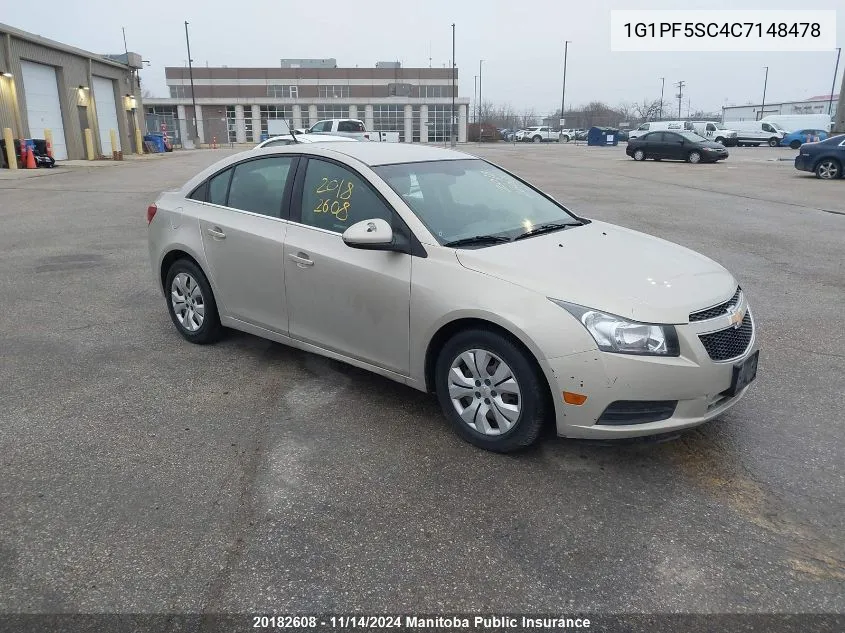 2012 Chevrolet Cruze Lt Turbo VIN: 1G1PF5SC4C7148478 Lot: 20182608