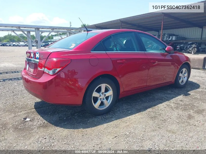 2012 Chevrolet Cruze 1Lt VIN: 1G1PF5SC4C7362418 Lot: 40057729