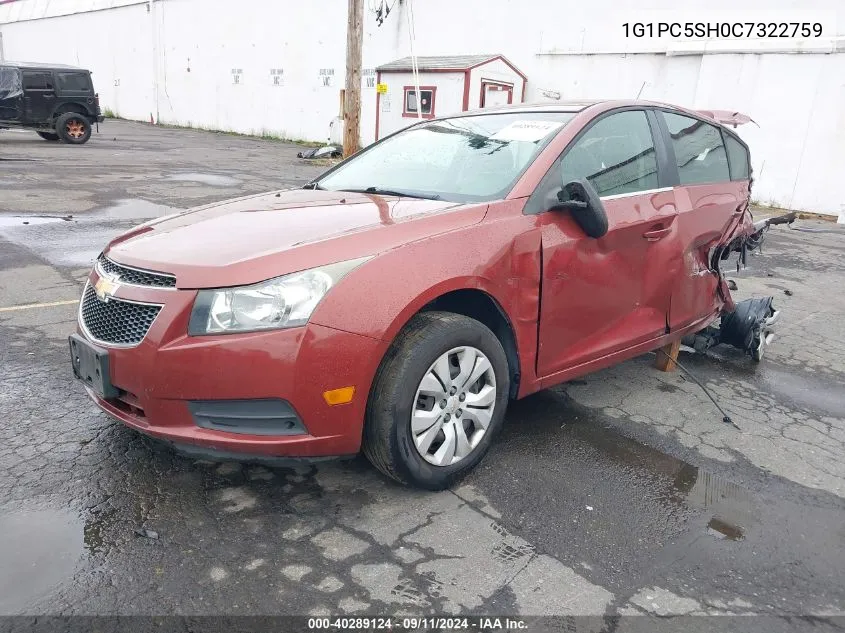 2012 Chevrolet Cruze Ls VIN: 1G1PC5SH0C7322759 Lot: 40289124