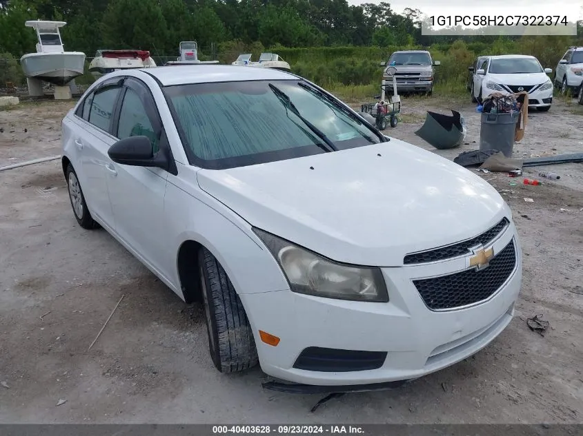 2012 Chevrolet Cruze Ls VIN: 1G1PC58H2C7322374 Lot: 40403628