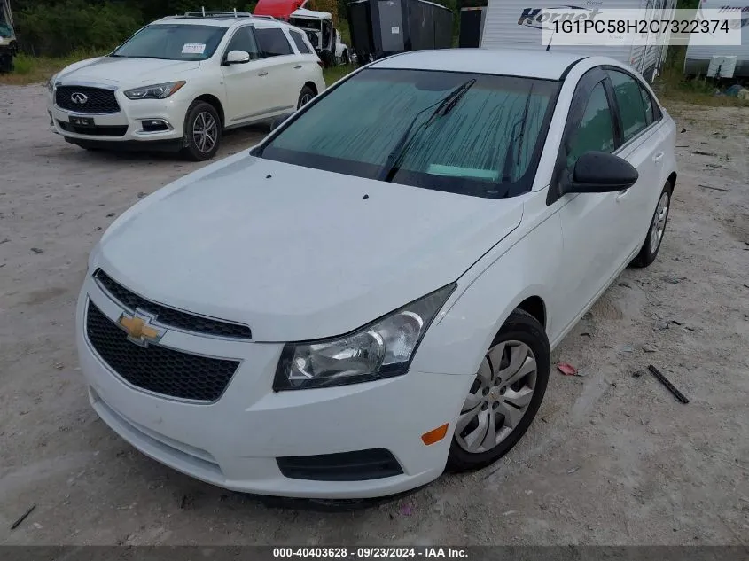 2012 Chevrolet Cruze Ls VIN: 1G1PC58H2C7322374 Lot: 40403628