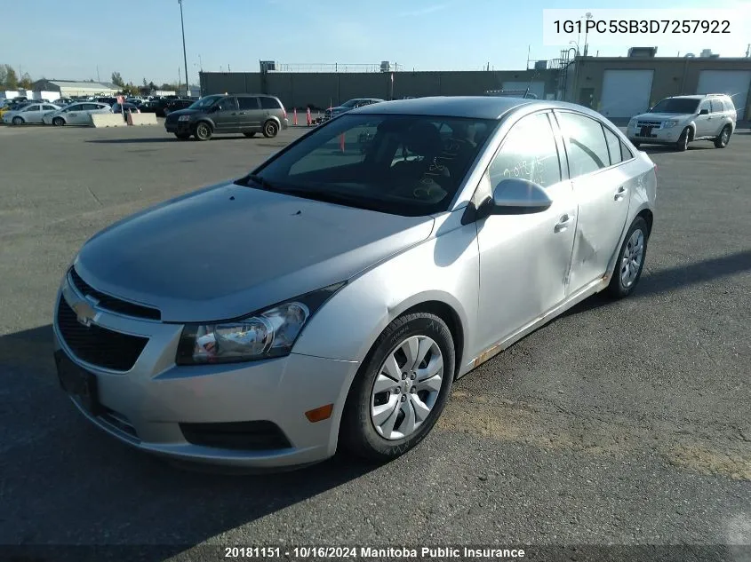 2013 Chevrolet Cruze Lt Turbo VIN: 1G1PC5SB3D7257922 Lot: 20181151