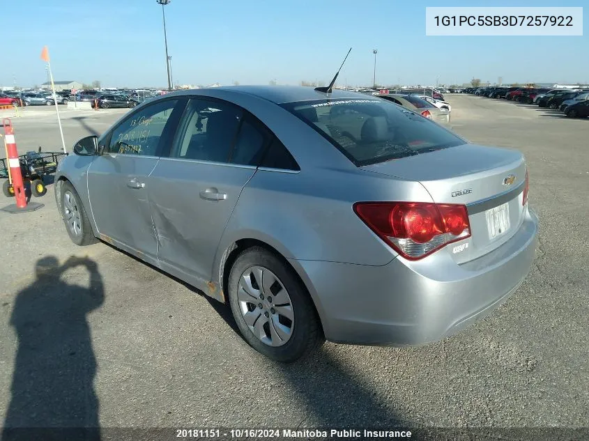 2013 Chevrolet Cruze Lt Turbo VIN: 1G1PC5SB3D7257922 Lot: 20181151