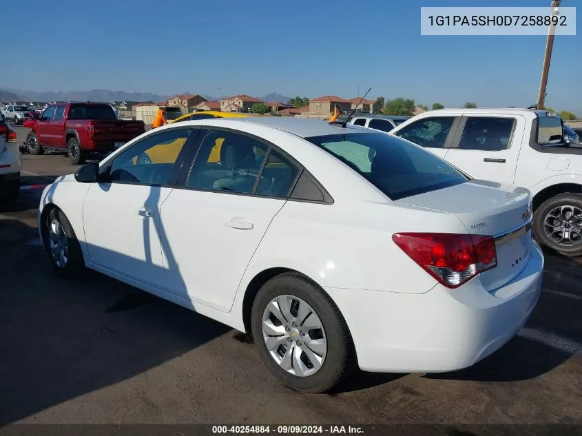 2013 Chevrolet Cruze Ls Auto VIN: 1G1PA5SH0D7258892 Lot: 40254884