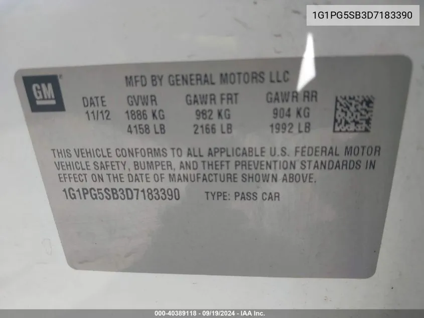 1G1PG5SB3D7183390 2013 Chevrolet Cruze Ltz