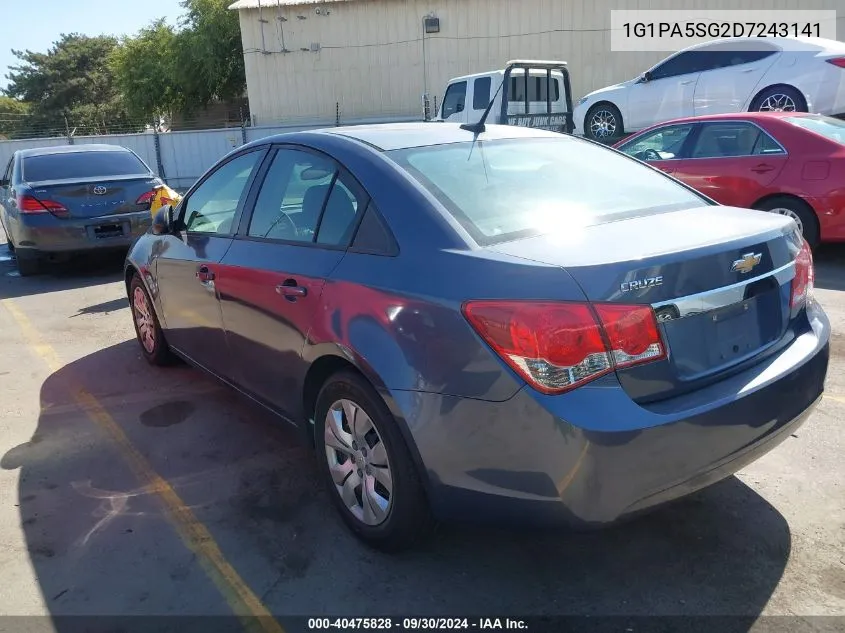 2013 Chevrolet Cruze Ls Auto VIN: 1G1PA5SG2D7243141 Lot: 40475828