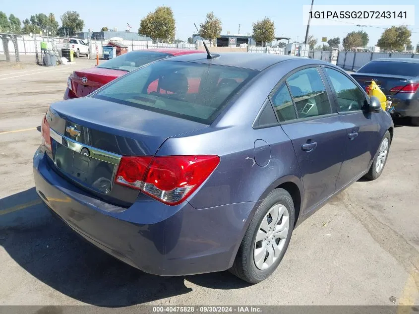 2013 Chevrolet Cruze Ls Auto VIN: 1G1PA5SG2D7243141 Lot: 40475828