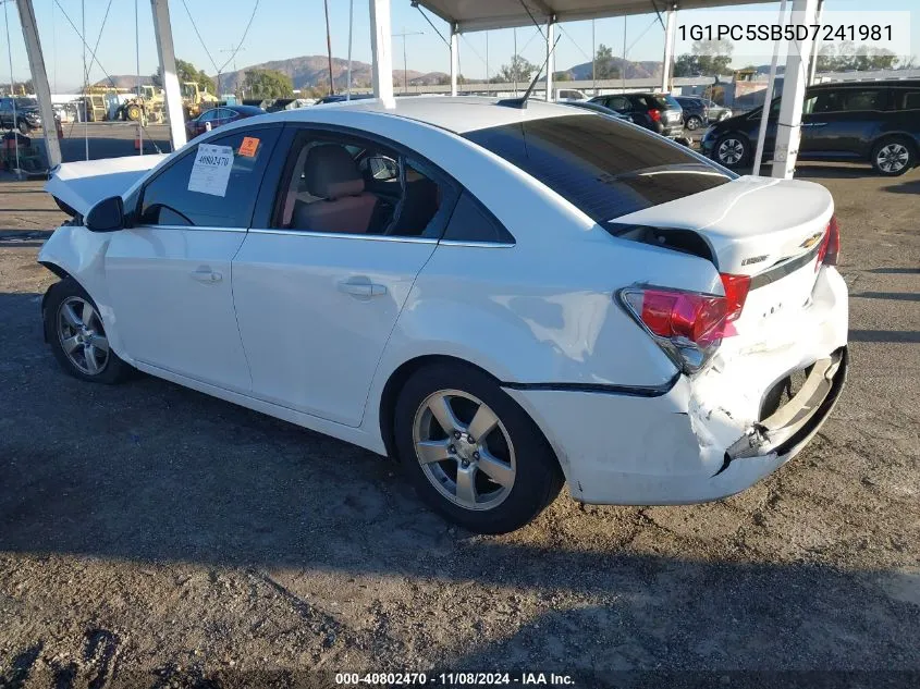 2013 Chevrolet Cruze 1Lt Auto VIN: 1G1PC5SB5D7241981 Lot: 40802470