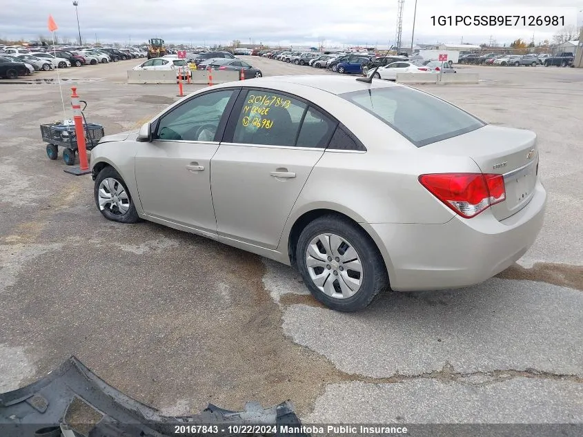 2014 Chevrolet Cruze Lt Turbo VIN: 1G1PC5SB9E7126981 Lot: 20167843