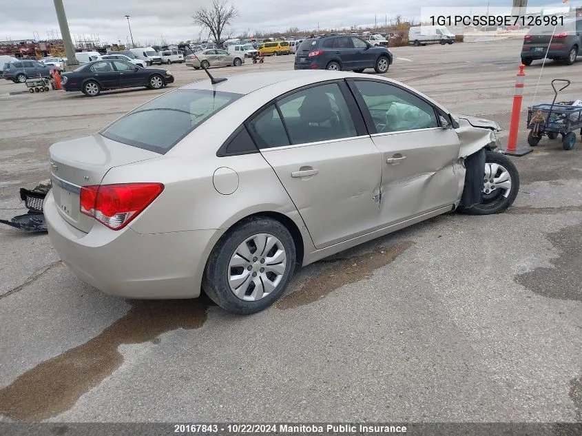 2014 Chevrolet Cruze Lt Turbo VIN: 1G1PC5SB9E7126981 Lot: 20167843