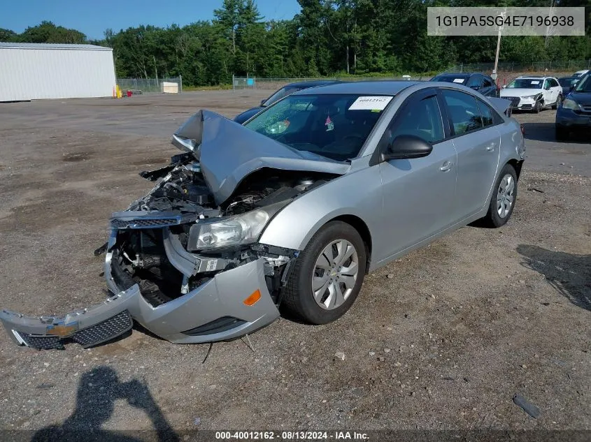 2014 Chevrolet Cruze Ls VIN: 1G1PA5SG4E7196938 Lot: 40012162