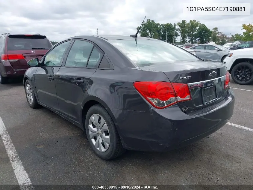 2014 Chevrolet Cruze Ls Auto VIN: 1G1PA5SG4E7190881 Lot: 40339915