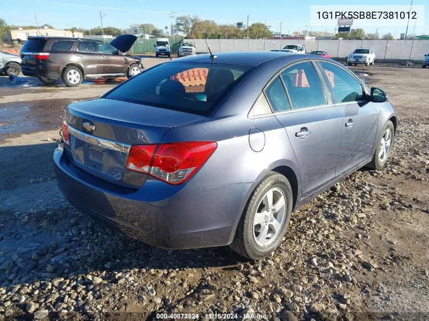 2014 Chevrolet Cruze Lt VIN: 1G1PK5SB8E7381012 Lot: 40873524