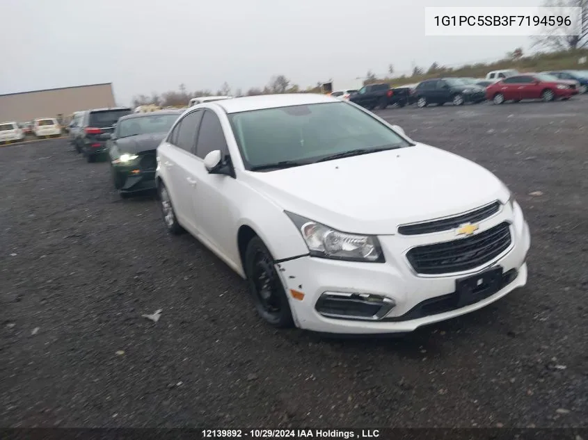 2015 Chevrolet Cruze Lt VIN: 1G1PC5SB3F7194596 Lot: 12139892