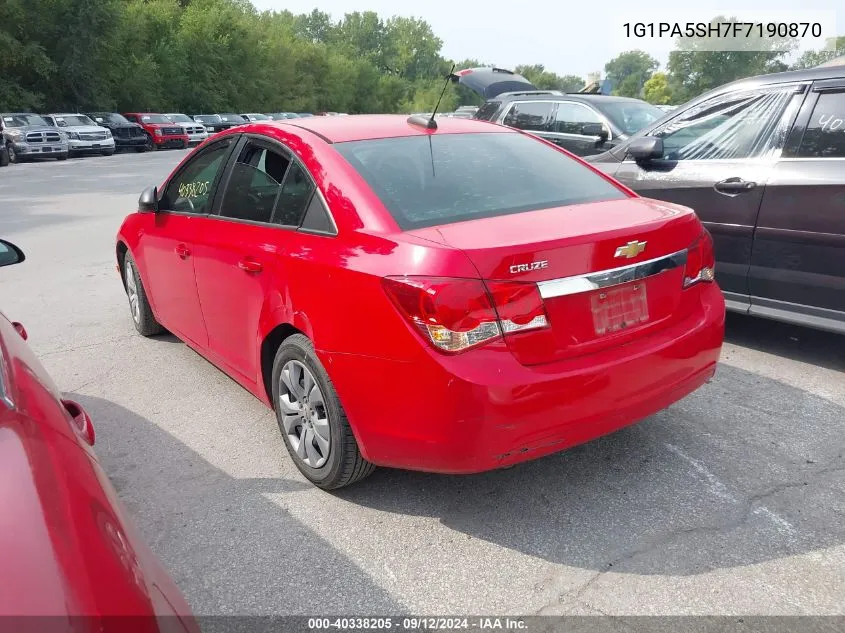 2015 Chevrolet Cruze Ls Auto VIN: 1G1PA5SH7F7190870 Lot: 40338205