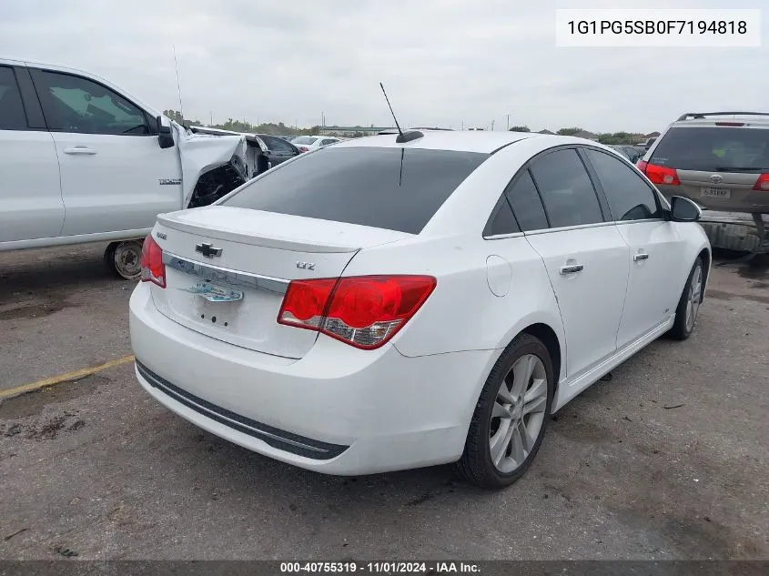 2015 Chevrolet Cruze Ltz VIN: 1G1PG5SB0F7194818 Lot: 40755319