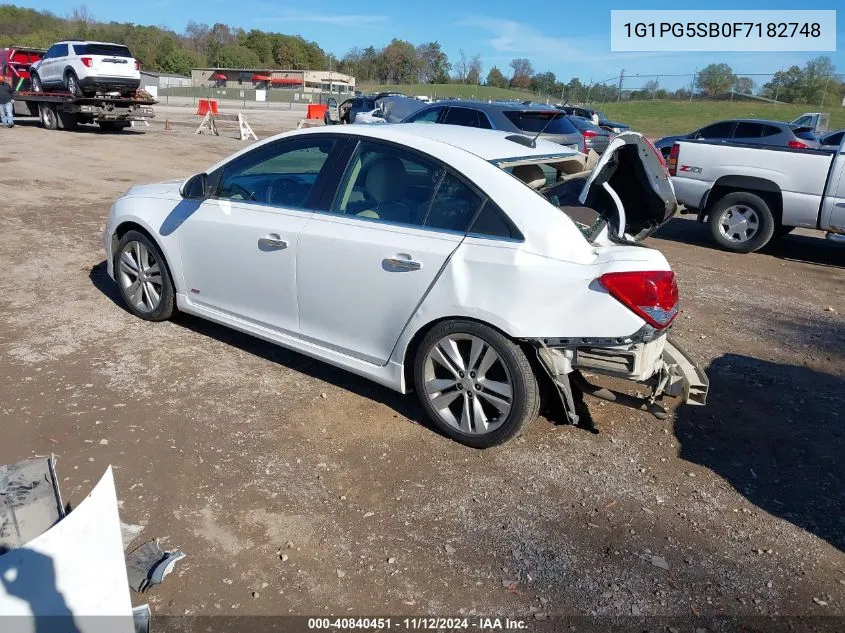 2015 Chevrolet Cruze Ltz VIN: 1G1PG5SB0F7182748 Lot: 40840451