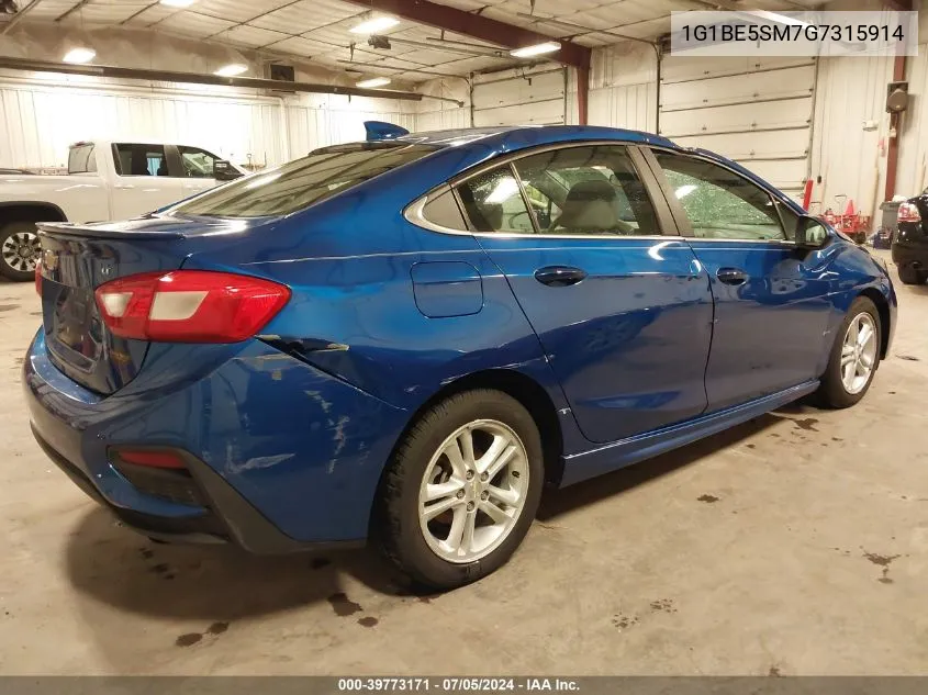 2016 Chevrolet Cruze Lt Auto VIN: 1G1BE5SM7G7315914 Lot: 39773171