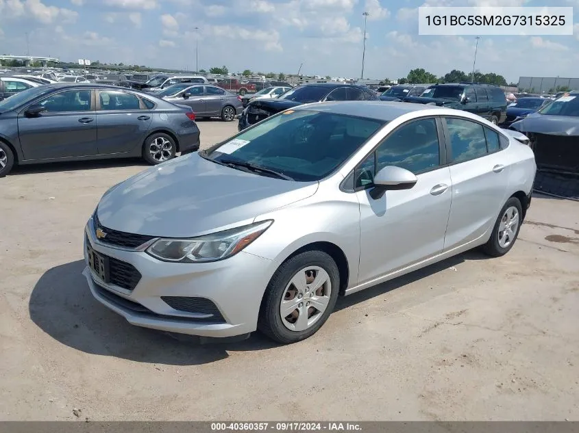 2016 Chevrolet Cruze Ls Auto VIN: 1G1BC5SM2G7315325 Lot: 40360357