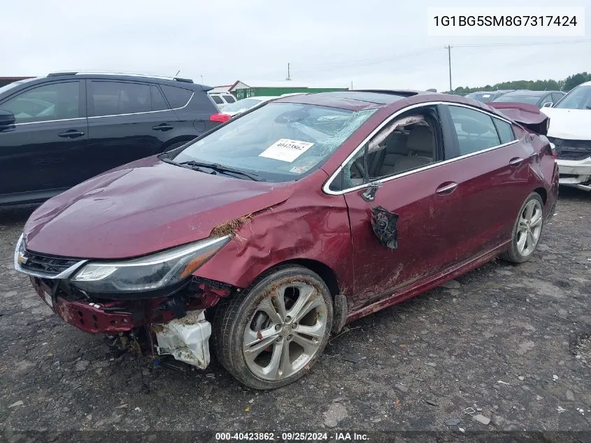 2016 Chevrolet Cruze Premier VIN: 1G1BG5SM8G7317424 Lot: 40423862