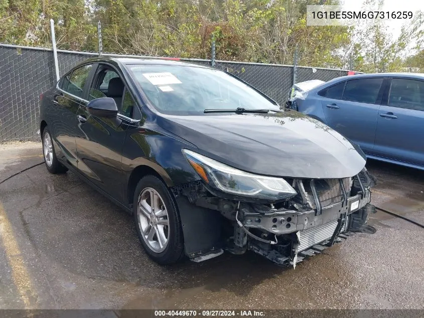 1G1BE5SM6G7316259 2016 Chevrolet Cruze Lt Auto