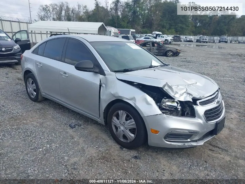 2016 Chevrolet Cruze Limited Ls Manual VIN: 1G1PB5SG5G7214430 Lot: 40811121