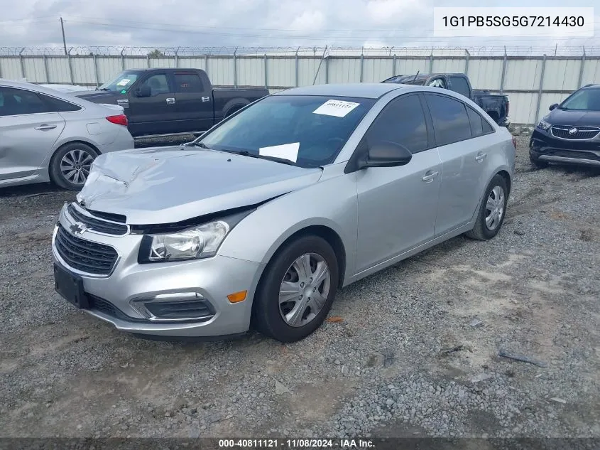 2016 Chevrolet Cruze Limited Ls Manual VIN: 1G1PB5SG5G7214430 Lot: 40811121