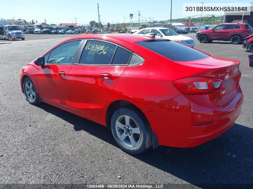 2017 Chevrolet Cruze Ls VIN: 3G1BB5SMXHS531848 Lot: 12083456