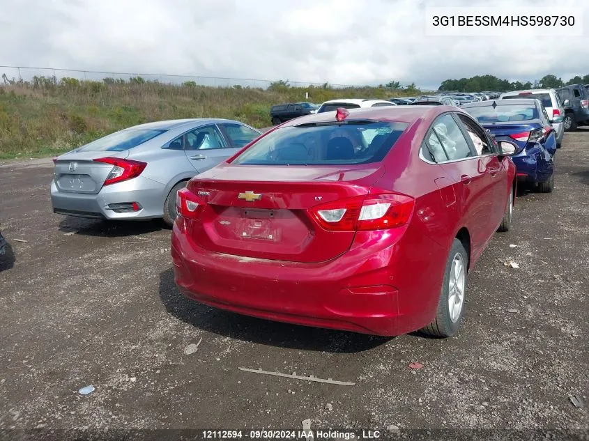 2017 Chevrolet Cruze Lt VIN: 3G1BE5SM4HS598730 Lot: 12112594