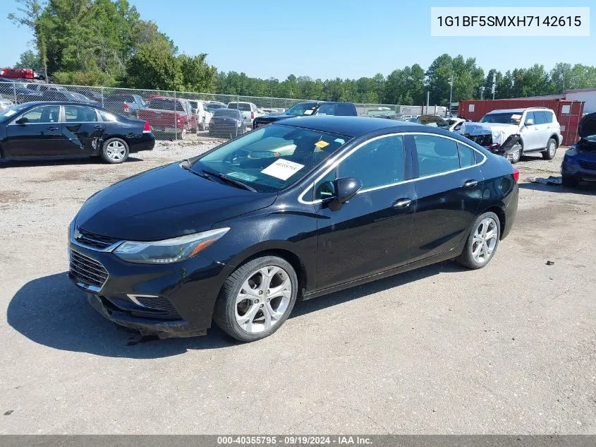 2017 Chevrolet Cruze Premier Auto VIN: 1G1BF5SMXH7142615 Lot: 40355795