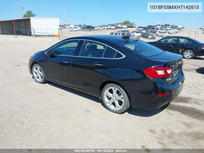 2017 Chevrolet Cruze Premier Auto VIN: 1G1BF5SMXH7142615 Lot: 40355795