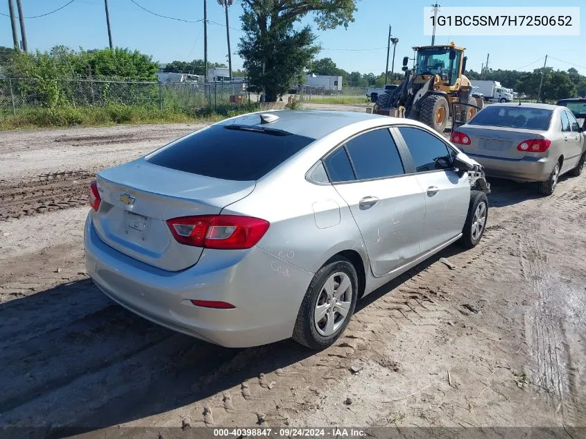 2017 Chevrolet Cruze Ls VIN: 1G1BC5SM7H7250652 Lot: 40398847