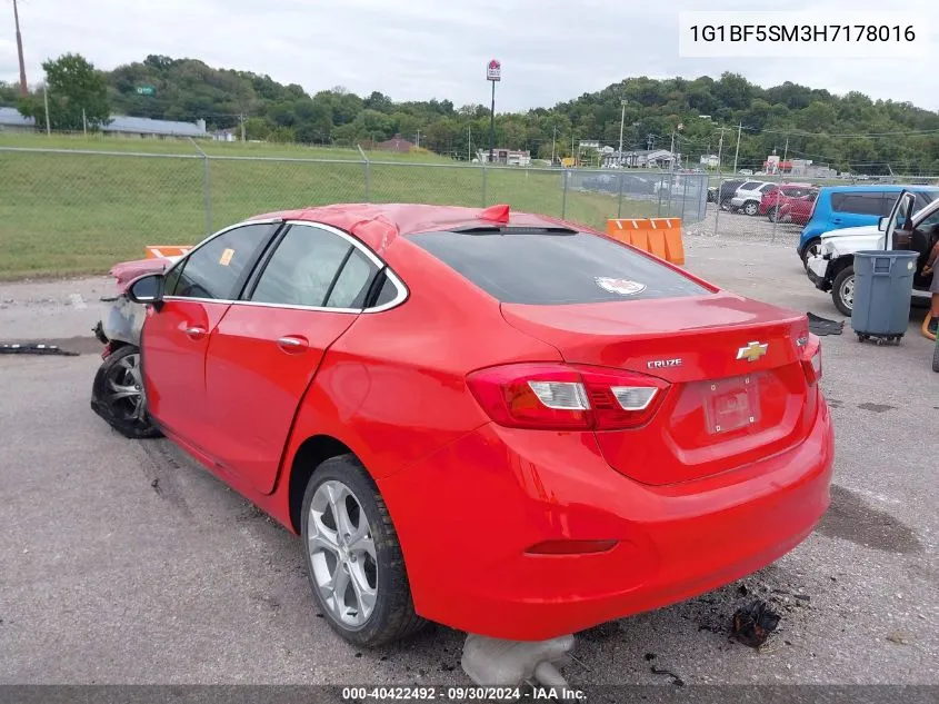 2017 Chevrolet Cruze Premier Auto VIN: 1G1BF5SM3H7178016 Lot: 40422492