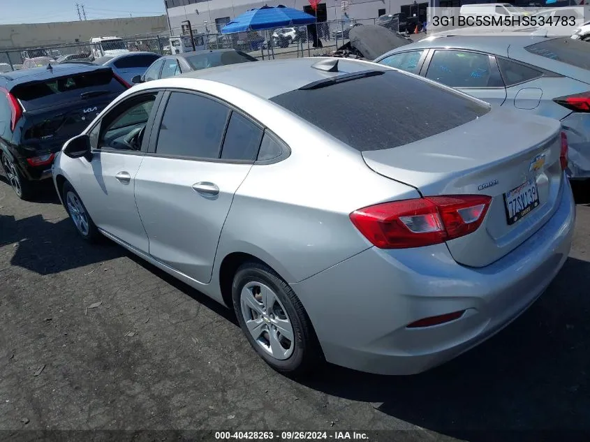 2017 Chevrolet Cruze Ls VIN: 3G1BC5SM5HS534783 Lot: 40428263