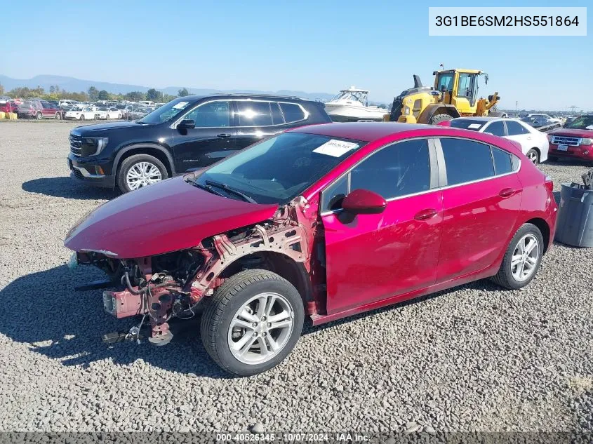 2017 Chevrolet Cruze Lt Auto VIN: 3G1BE6SM2HS551864 Lot: 40526345