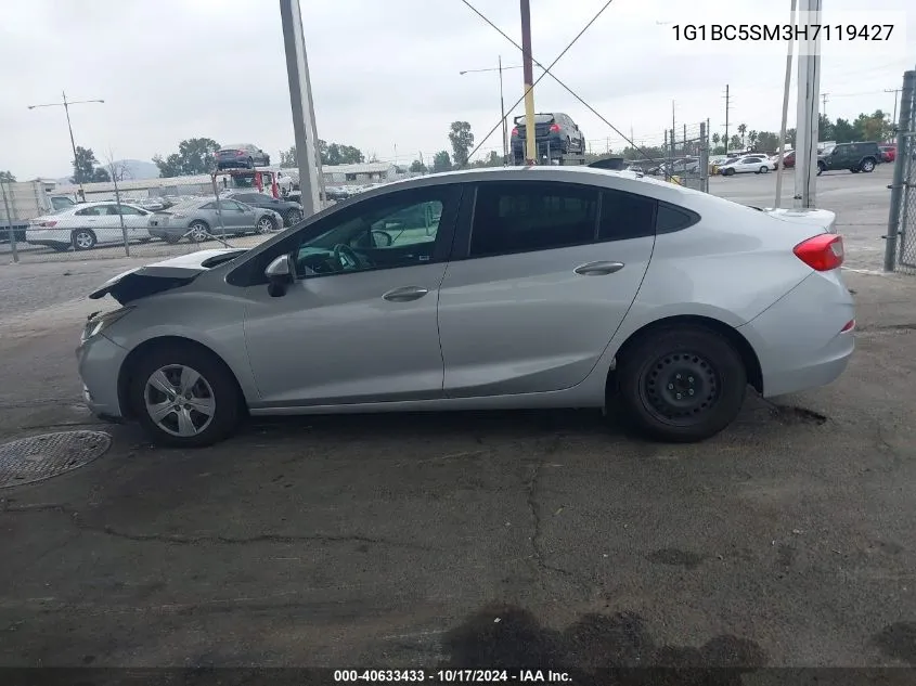 2017 Chevrolet Cruze Ls VIN: 1G1BC5SM3H7119427 Lot: 40633433