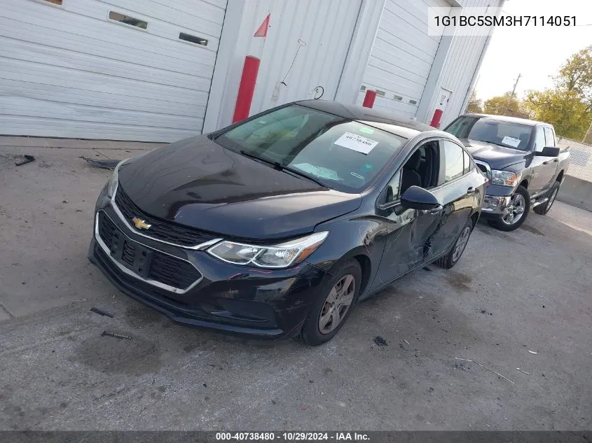 2017 Chevrolet Cruze Ls Auto VIN: 1G1BC5SM3H7114051 Lot: 40738480