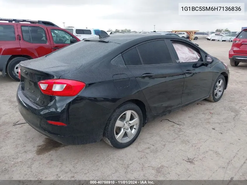 2017 Chevrolet Cruze Ls Auto VIN: 1G1BC5SM6H7136836 Lot: 40758910