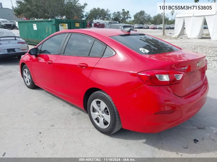 2017 Chevrolet Cruze Ls Auto VIN: 1G1BC5SM3H7153805 Lot: 40837362