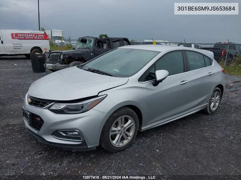 2018 Chevrolet Cruze Lt VIN: 3G1BE6SM9JS653684 Lot: 12077418