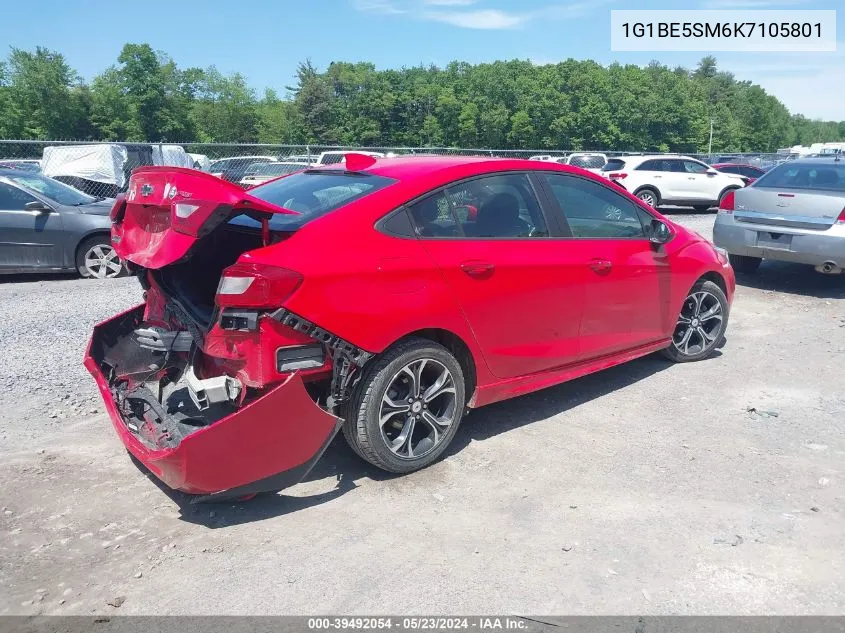 2019 Chevrolet Cruze Lt VIN: 1G1BE5SM6K7105801 Lot: 39492054