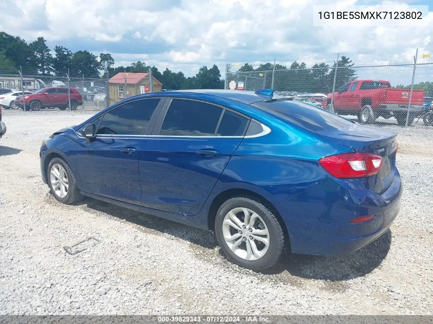 2019 Chevrolet Cruze Lt VIN: 1G1BE5SMXK7123802 Lot: 39829343