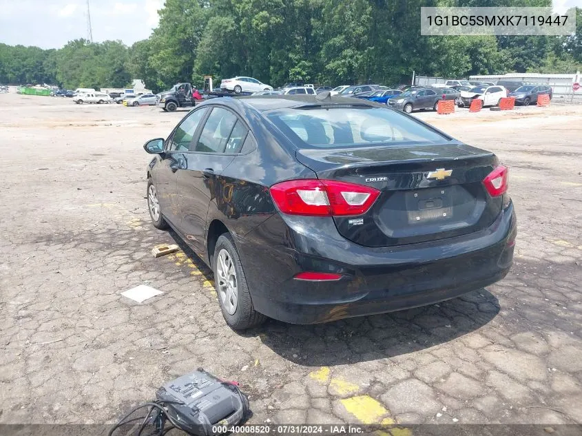 2019 Chevrolet Cruze Ls VIN: 1G1BC5SMXK7119447 Lot: 40008520