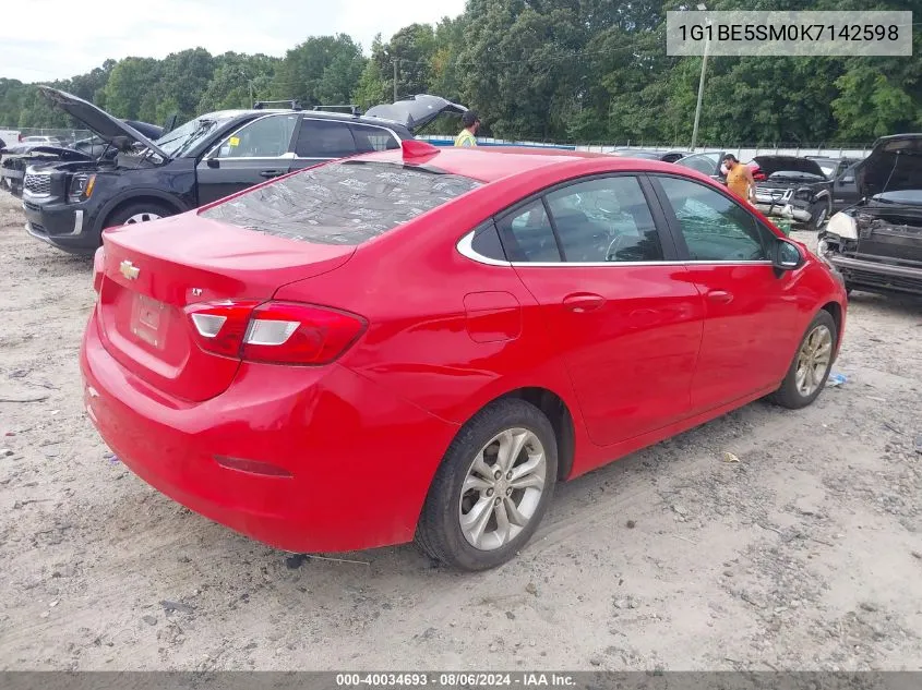 2019 Chevrolet Cruze Lt VIN: 1G1BE5SM0K7142598 Lot: 40034693