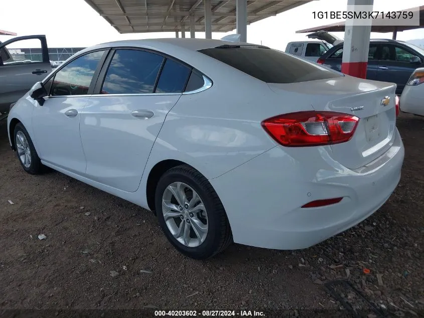 2019 Chevrolet Cruze Lt VIN: 1G1BE5SM3K7143759 Lot: 40203602