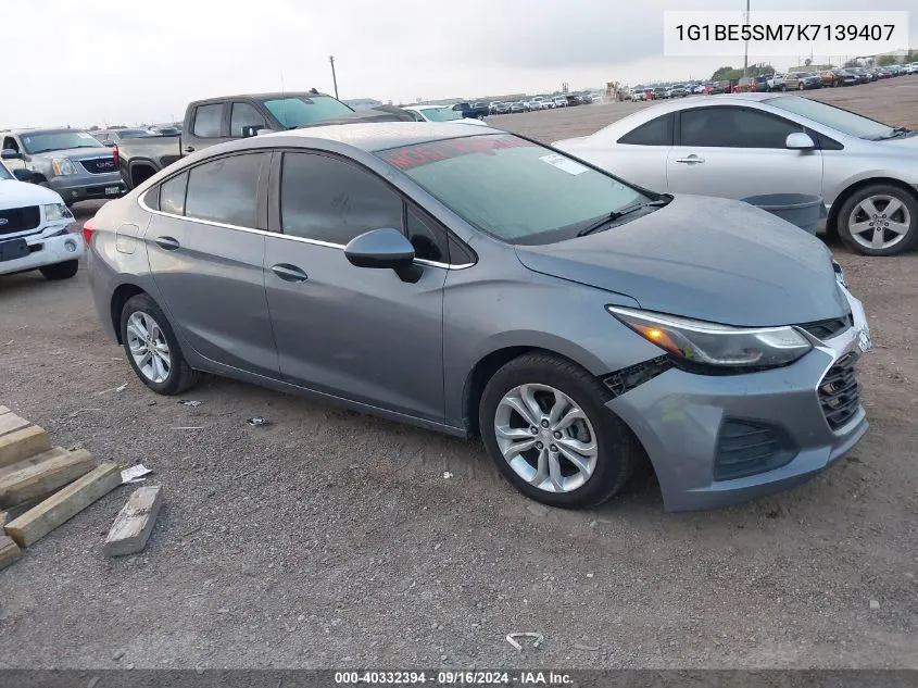 2019 Chevrolet Cruze Lt VIN: 1G1BE5SM7K7139407 Lot: 40332394