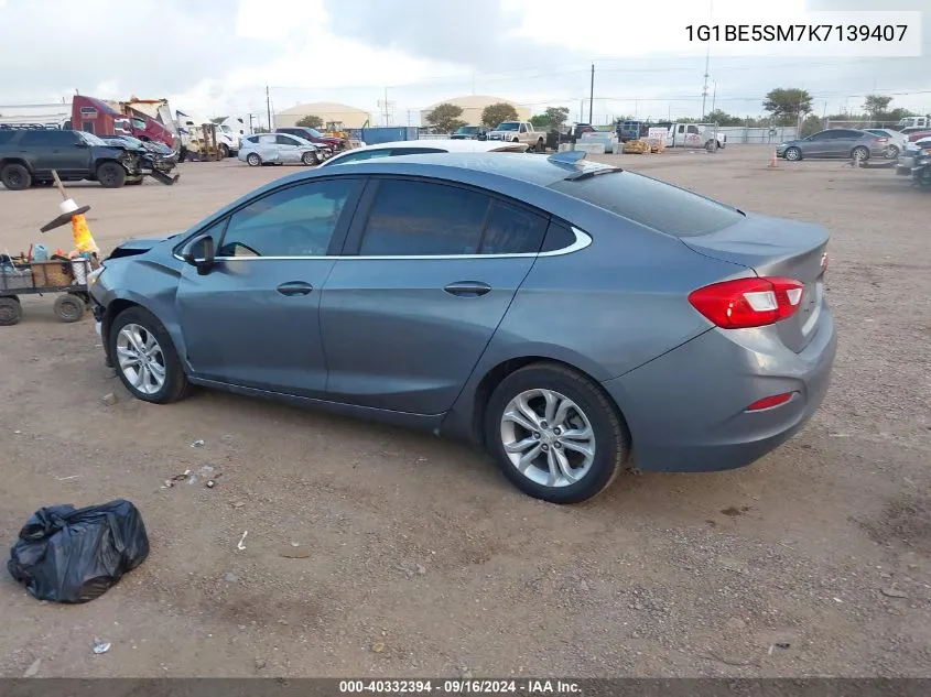 2019 Chevrolet Cruze Lt VIN: 1G1BE5SM7K7139407 Lot: 40332394