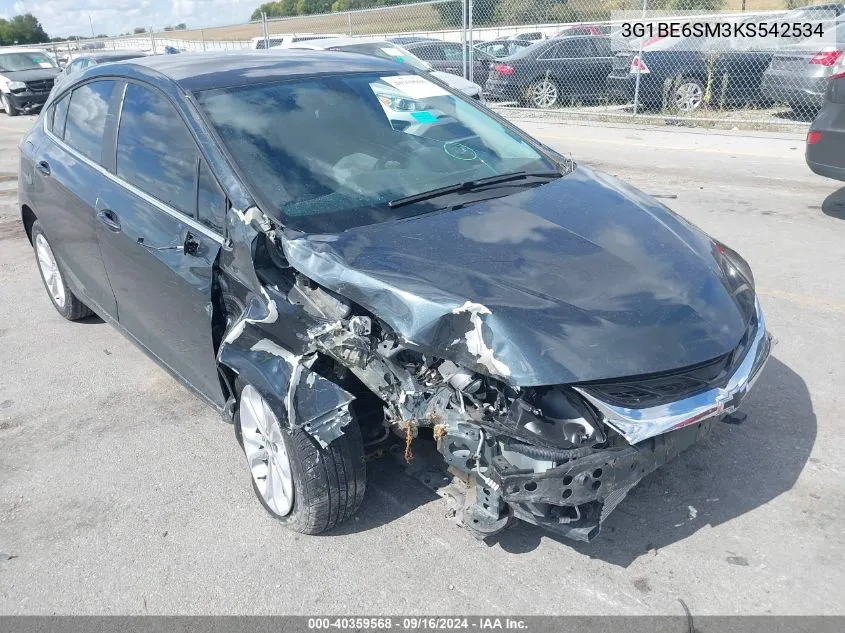 2019 Chevrolet Cruze Lt VIN: 3G1BE6SM3KS542534 Lot: 40359568