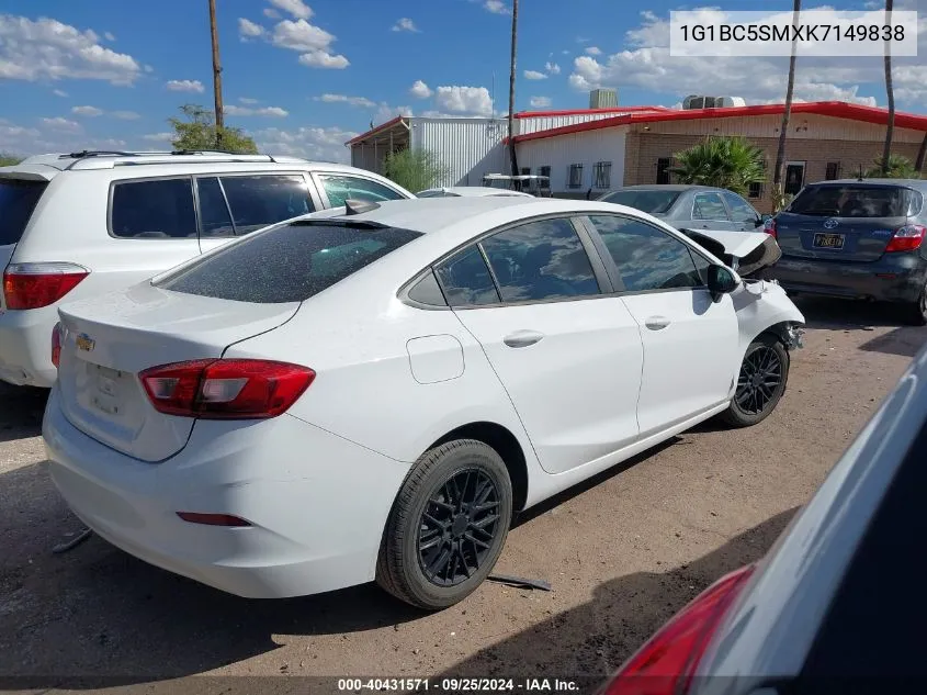 2019 Chevrolet Cruze Ls VIN: 1G1BC5SMXK7149838 Lot: 40431571