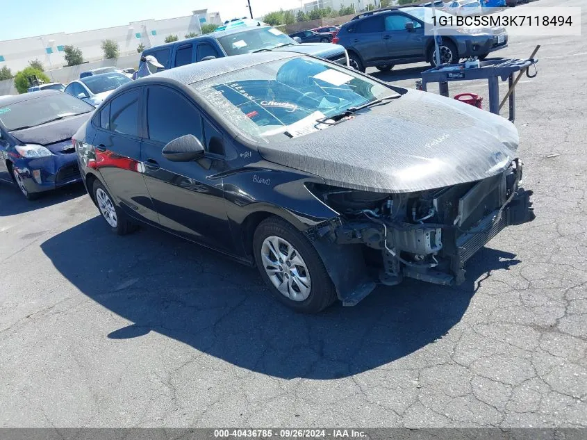 2019 Chevrolet Cruze Ls VIN: 1G1BC5SM3K7118494 Lot: 40436785